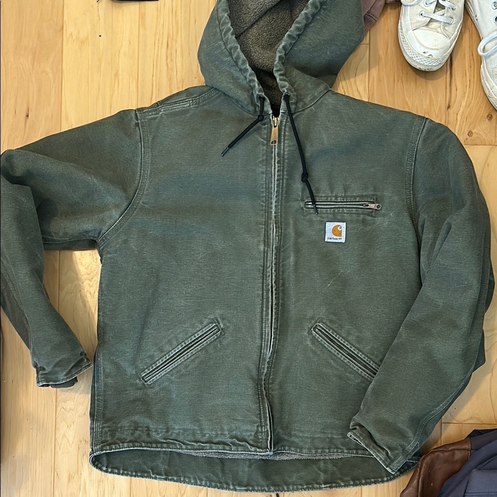Carhartt Green Military Field Jacket Heavy-Duty Cotton